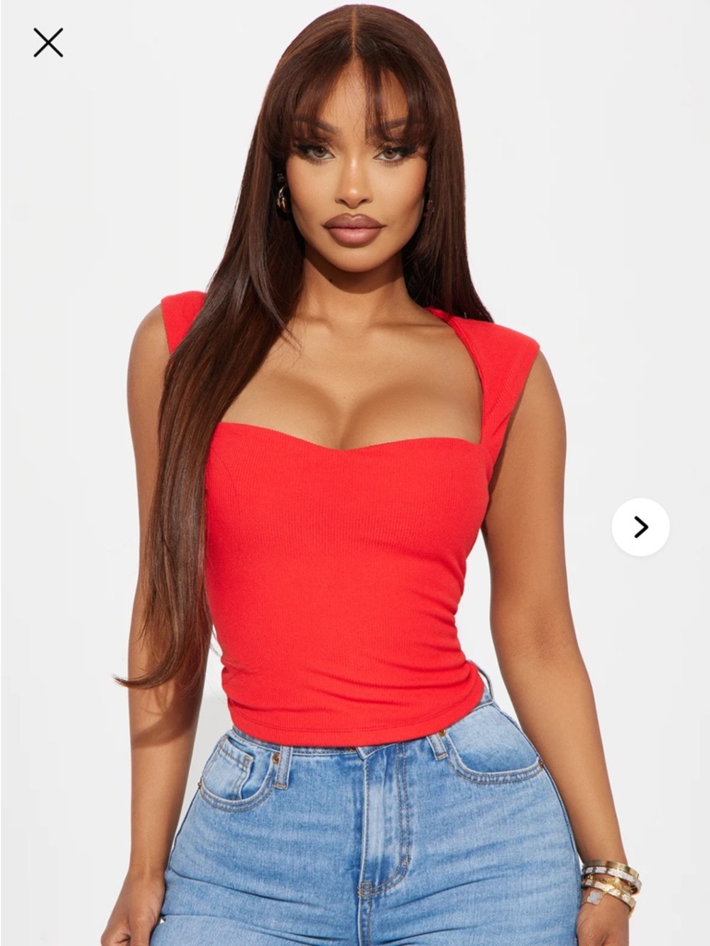 NWT Fashion Nova Red Ribbed Cutout Sweetheart Crop Top - Size M